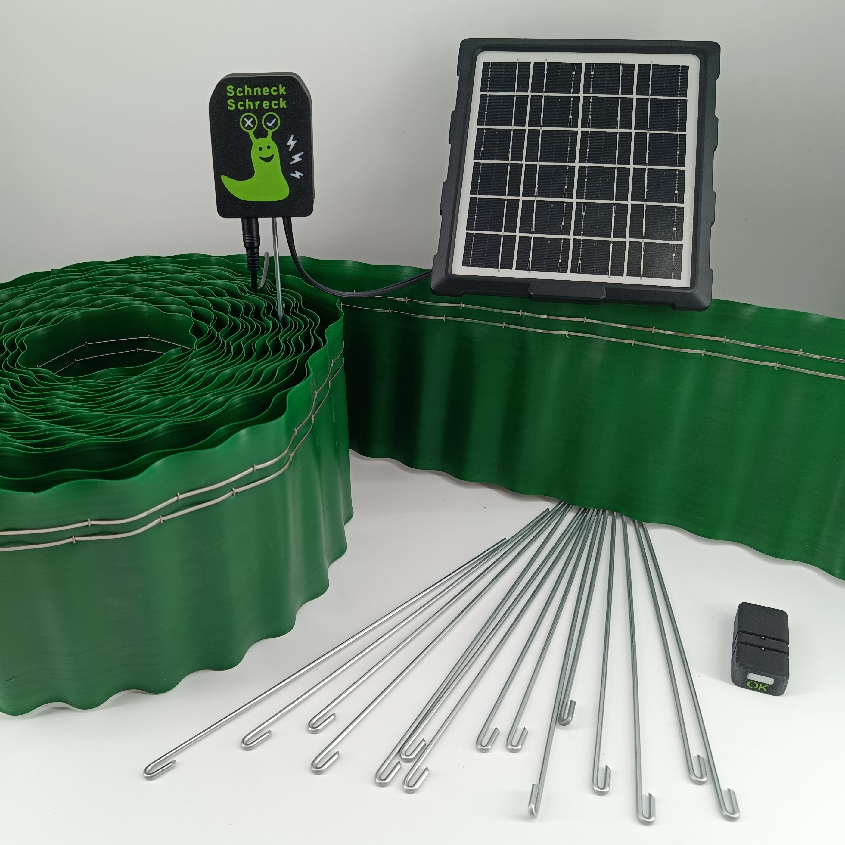 Komplettset elektrischer Schneckenzaun mit Solarmodul und Akku
