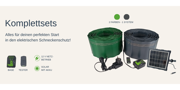 Elektrischer Schneckenzaun Komplettsets mit Netzteil oder Solar