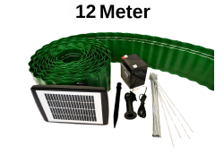 12 m Schneckenzaun mit Batterie & Solarmodul (12 V) – elektrischer Schneckenschutz