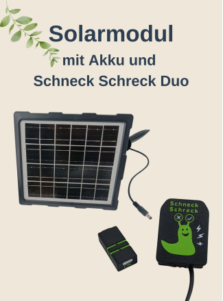 Solarmodul mit Akku und Schneck Schreck Duo für elektrischen Schneckenzaun
