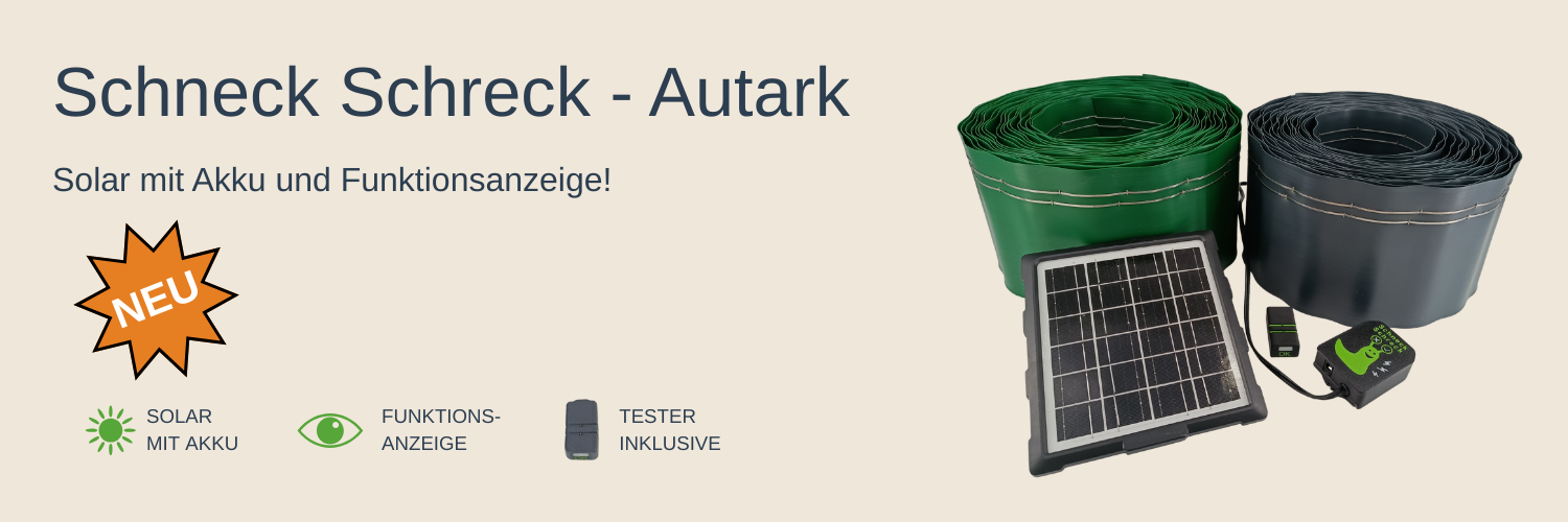 Solar-Schneckenzaun Komplettset mit Akku und Funktionsanzeige