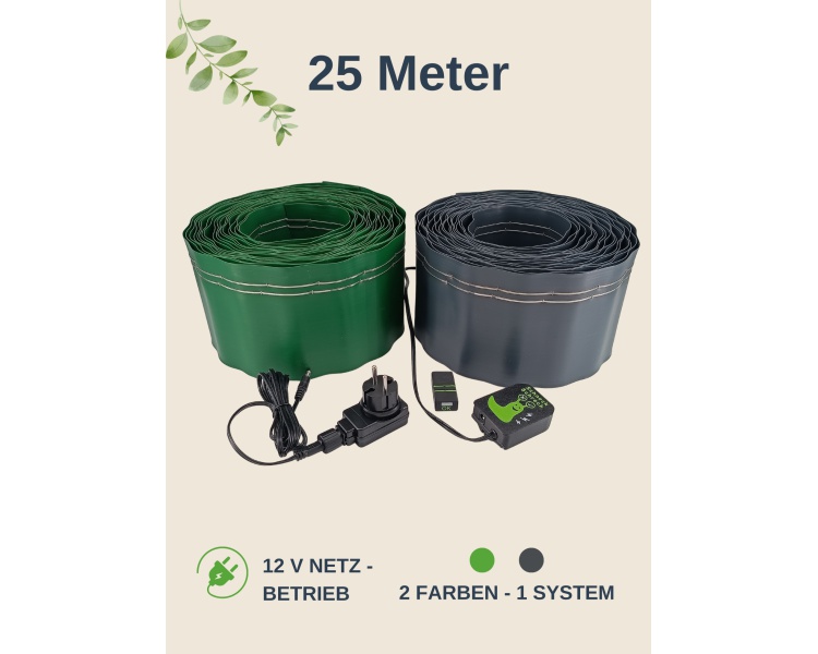 25 m elektrischer Schneckenzaun Komplettset mit Netzteil Base und Tester