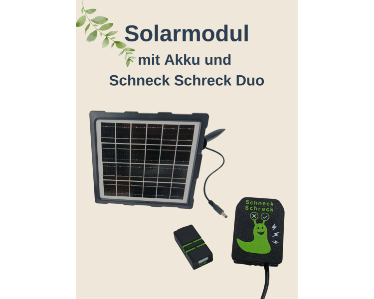 Solarmodul mit Akku und Schneck Schreck Duo für elektrischen Schneckenzaun